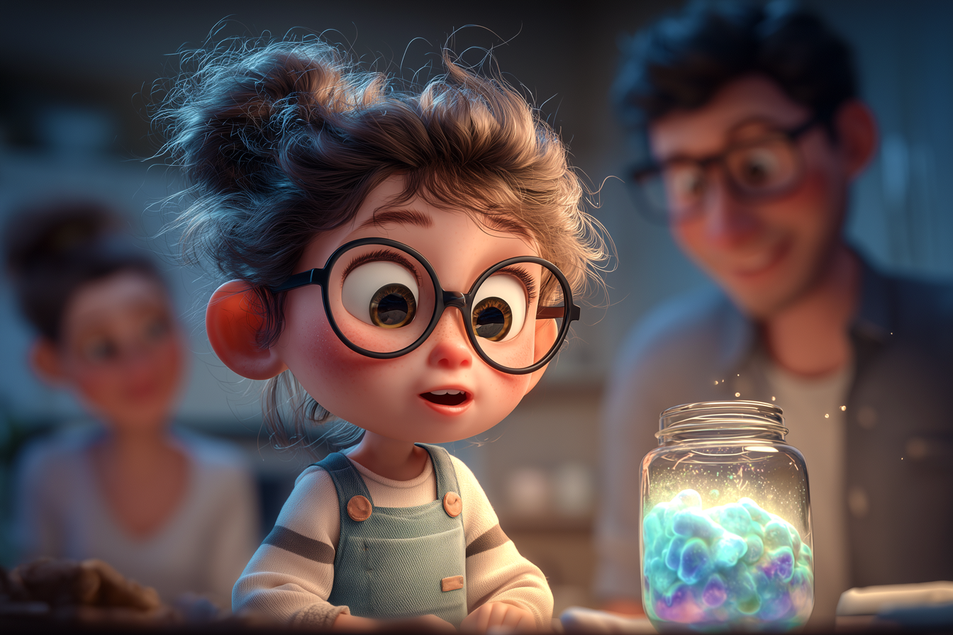 Copil curios care realizează experimente simple acasă alături de părinți