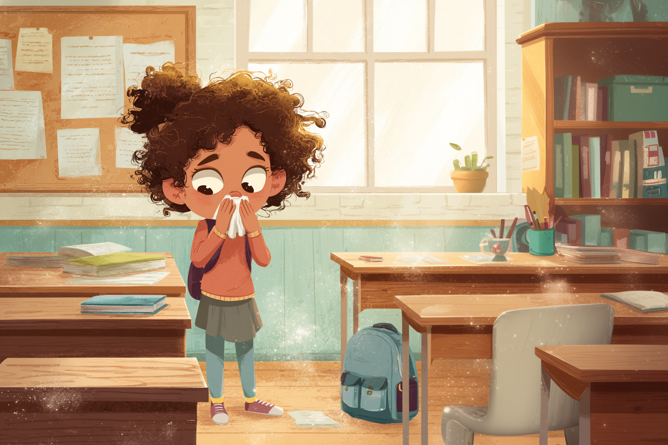 Fetiță răcită la școală