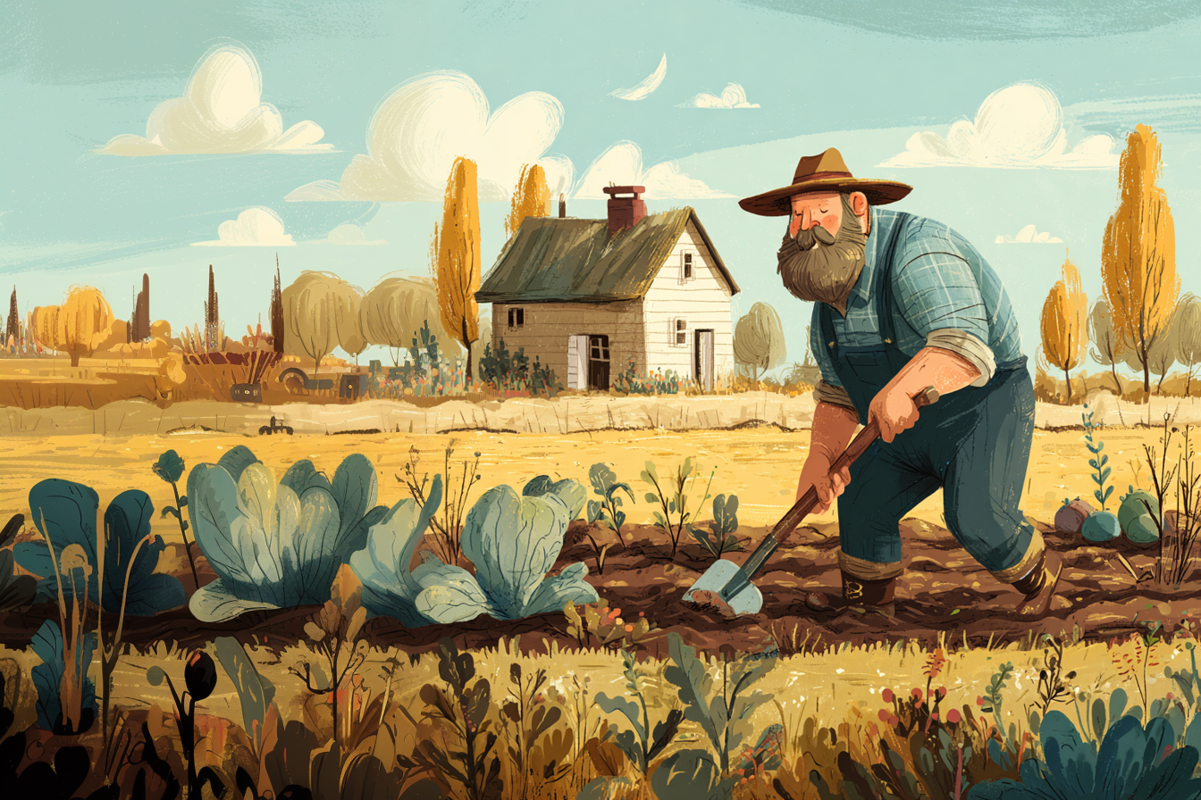 Un fermier lucrează pe câmp